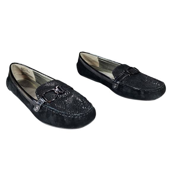 Bass Loafers sz 8.5 Women Blanche Horsebit Leather Black Driving Moc Toe Slip On - Picture 1 of 11